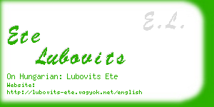 ete lubovits business card